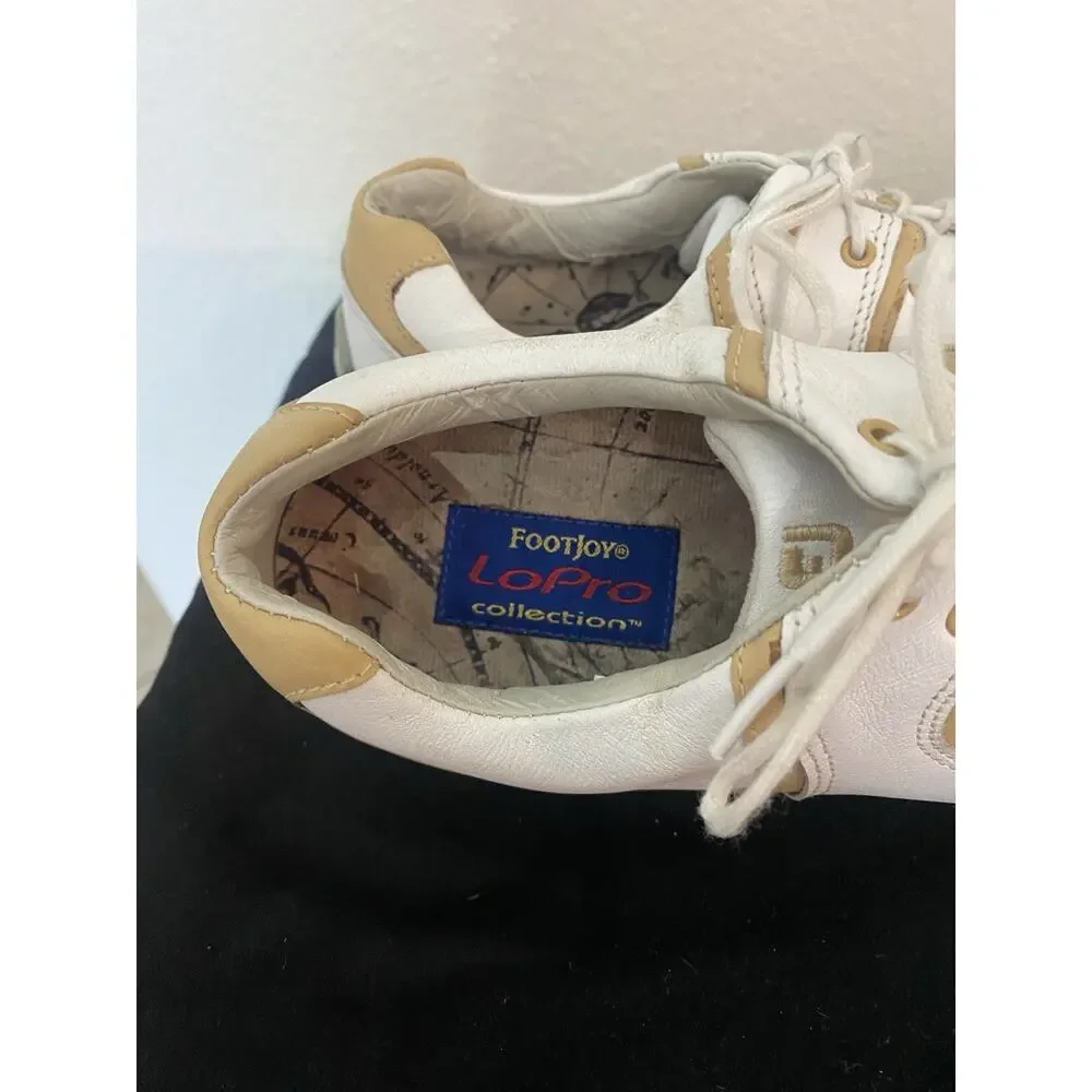 CLOSET CLEAN OUT Footjoy LoPro Collection Womens Golf Shoes Cleats White/Tan 6M